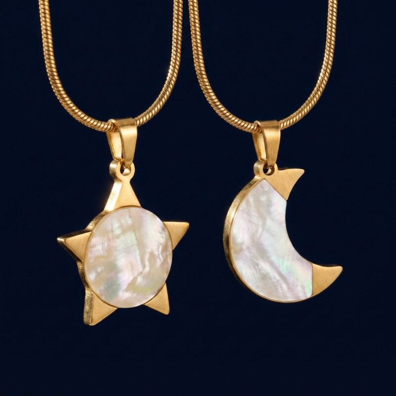 bijoux-1856-macro-1.jpg Collier Lune & Étoiles Sertis Acier Inoxydable