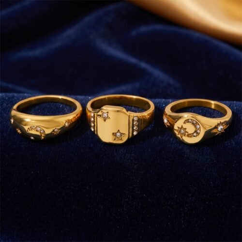 Bague Étoile & Lune Acier Inoxydable 316L