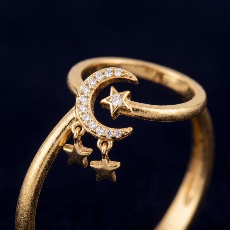 bijoux-1923-macro-1.jpg Bague Ouverte Lune & Étoile Acier Inoxydable Doré