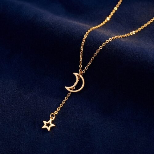 bijoux-1948-da1-1.jpg Collier Court Chaîne Lune Étoile Minimaliste Clavicule