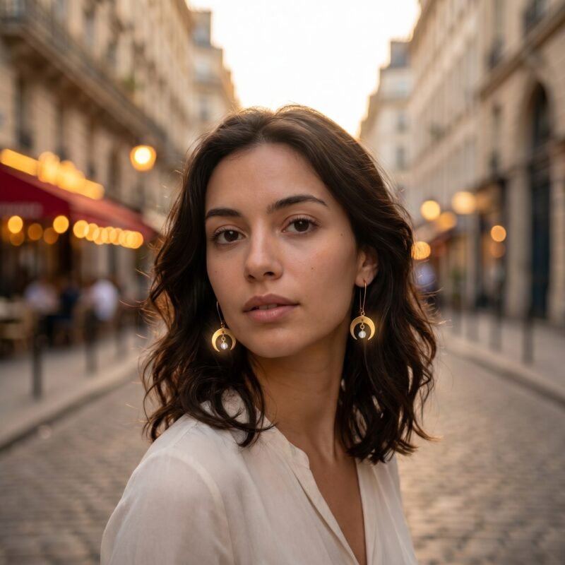 Boucles Lune Rétro Petites Femme Vintage Chic