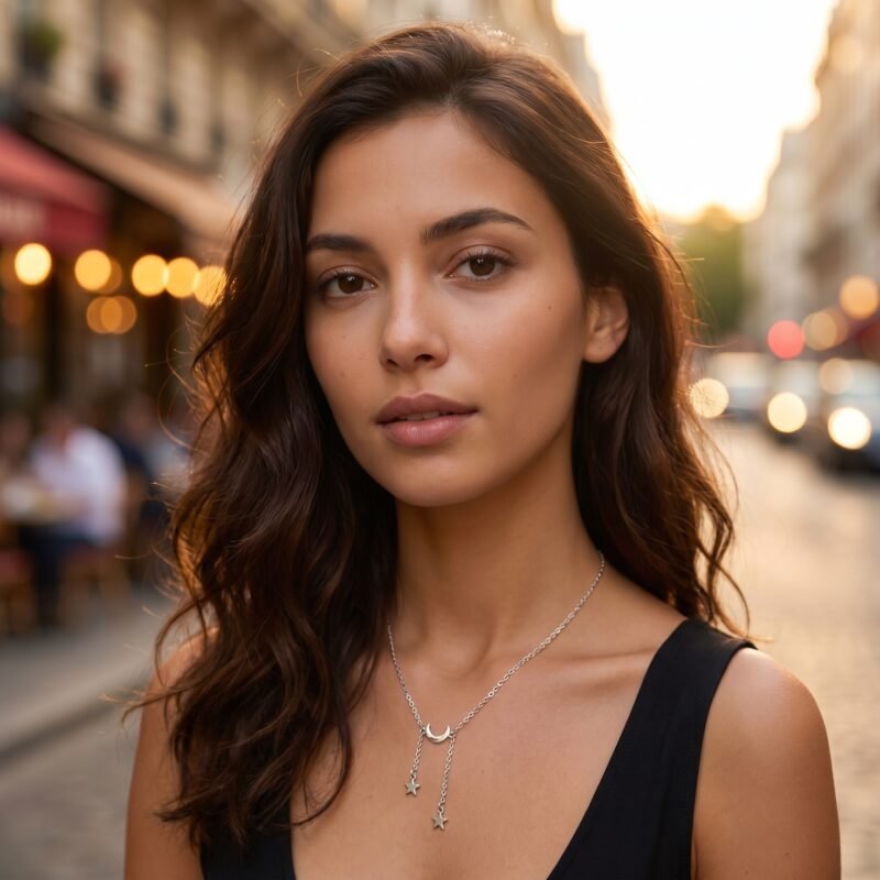 Collier Lune Pentagramme Bohème Femme Boho