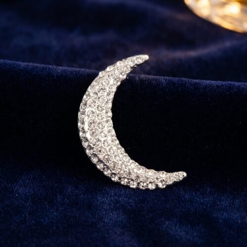 Barrette Cheveux Lune Cristaux Scintillants Acier