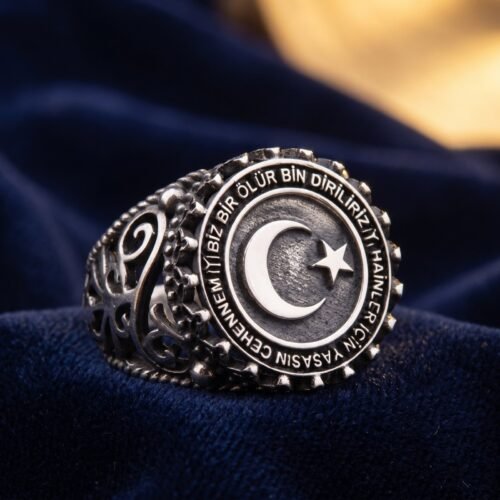 Bague Lune et Pentagramme Acier Inoxydable 316L Femme