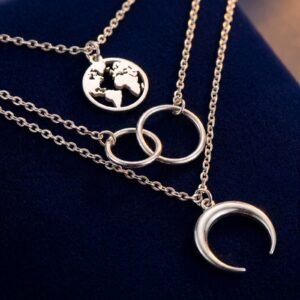 Collier lune multicouche - Cartographie céleste