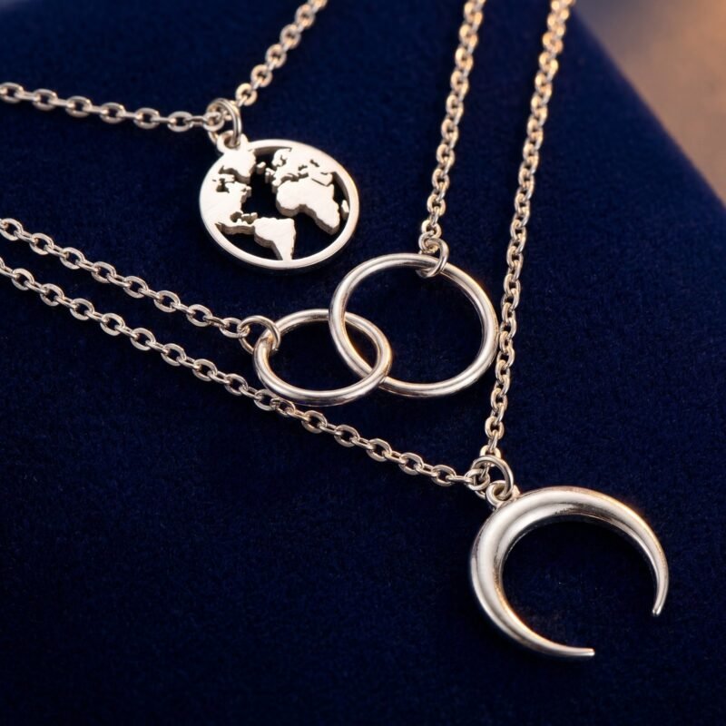 Collier lune multicouche - Cartographie céleste