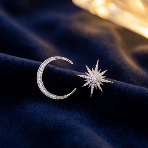 Boucles d'oreilles lune étoile premium acier