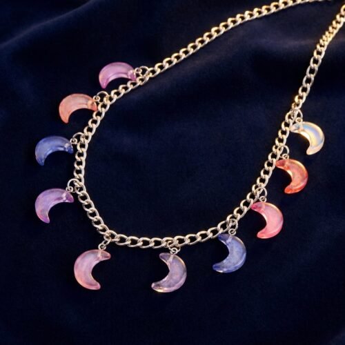 Pendentif lune croissant acier inox collier