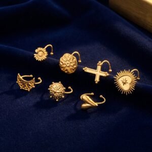Bague lune cœur chrysanthème ajustable acier