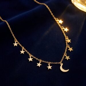 Collier Étoile Lune Or Tempérament Clavicule — Luxe Doré