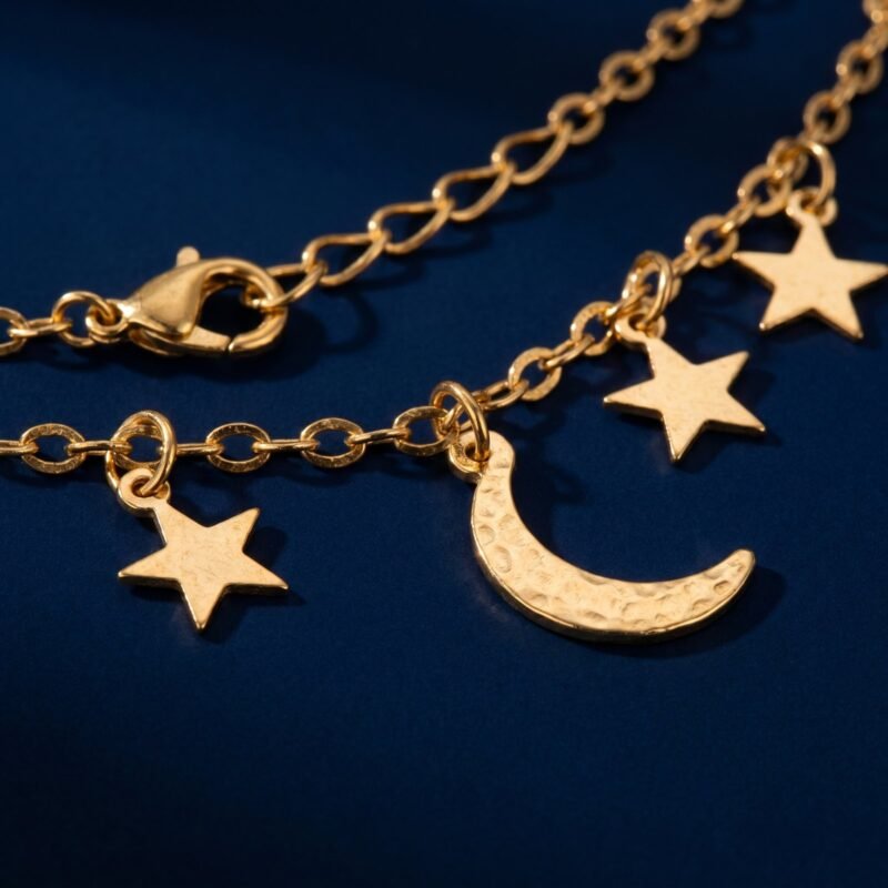Collier Étoile Lune Or Tempérament Clavicule — Luxe Doré