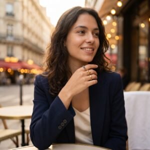 Set Bagues Étoile Lune Diamant Noir — Trio Cosmique