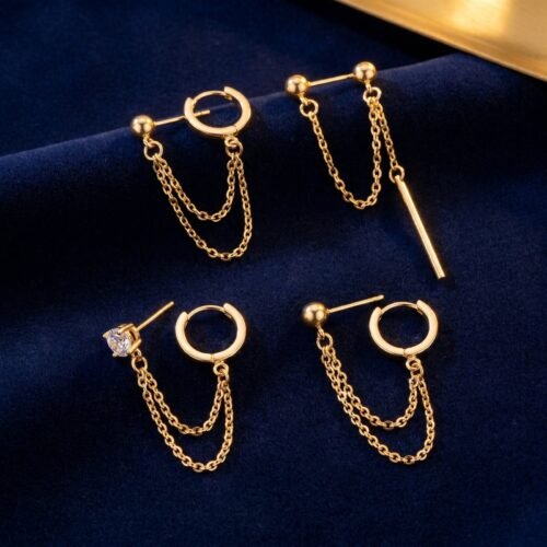 Boucles d'Oreilles Clip Lune Géométrique — Audace Moderne