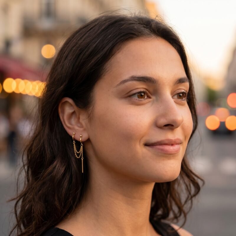 Boucles d'Oreilles Clip Lune Géométrique — Audace Moderne