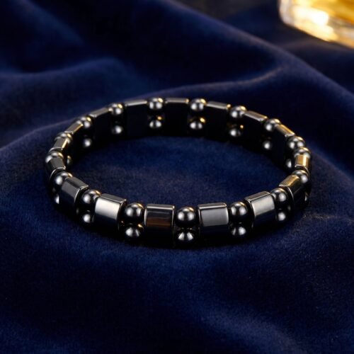 Bracelet Lune Pierre Noire — Bien-être et Harmonie