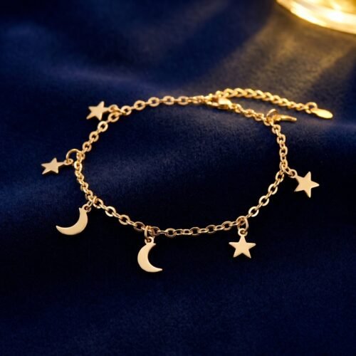Bracelet Acier Inoxydable Lune et Étoile - Élégance