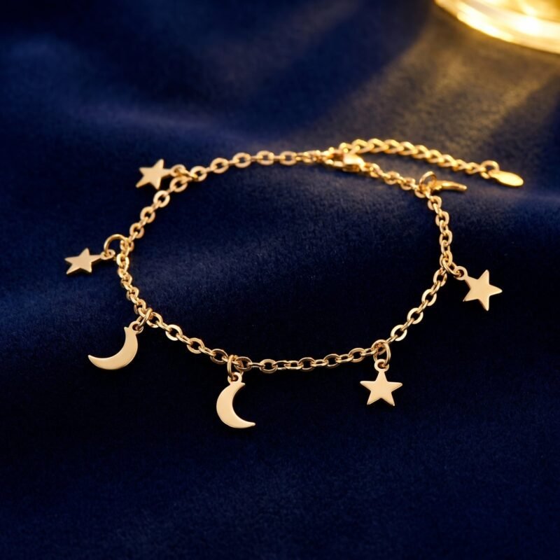 Bracelet Acier Inoxydable Lune et Étoile - Élégance