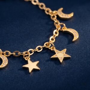 Bracelet Acier Inoxydable Lune et Étoile - Élégance
