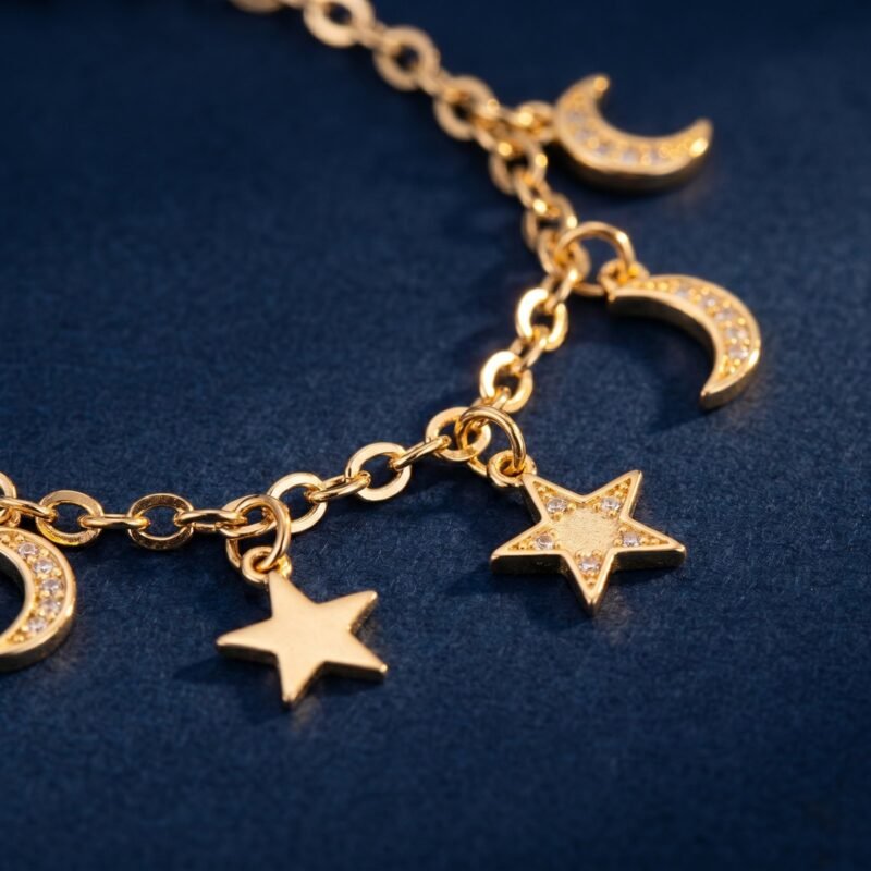Bracelet Acier Inoxydable Lune et Étoile - Élégance