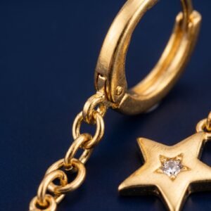 Boucles Oreilles Lune et Étoile - Design Minimaliste Épuré