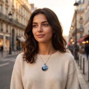 bijoux-2899-da3-1 Collier Nuit Étoilée - Van Gogh Lune et Étoiles Sertie