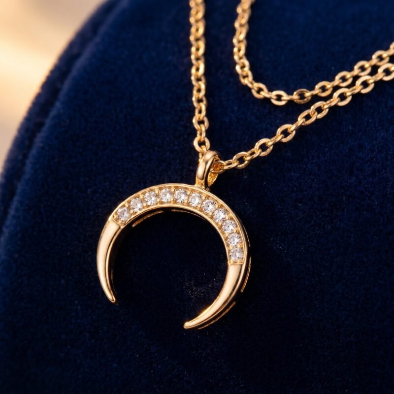 Collier Lune Double Couche Élégant Pour Femme - Nuit