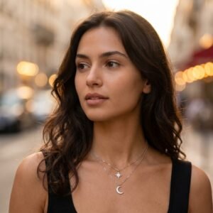 Collier Lune Double Couche Asterism - Élégance Céleste