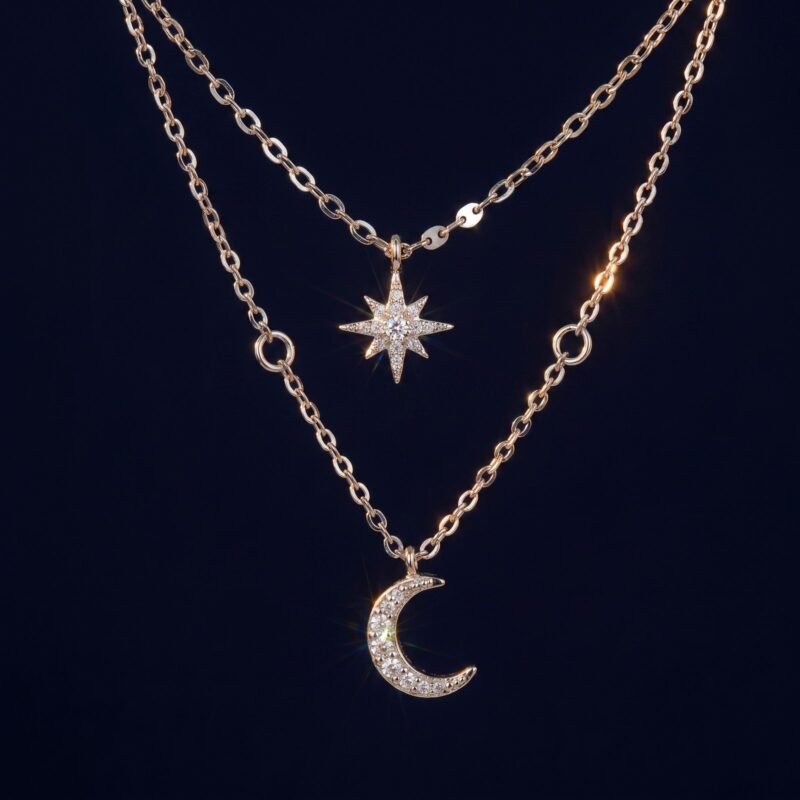 Collier Lune Double Couche Asterism - Élégance Céleste