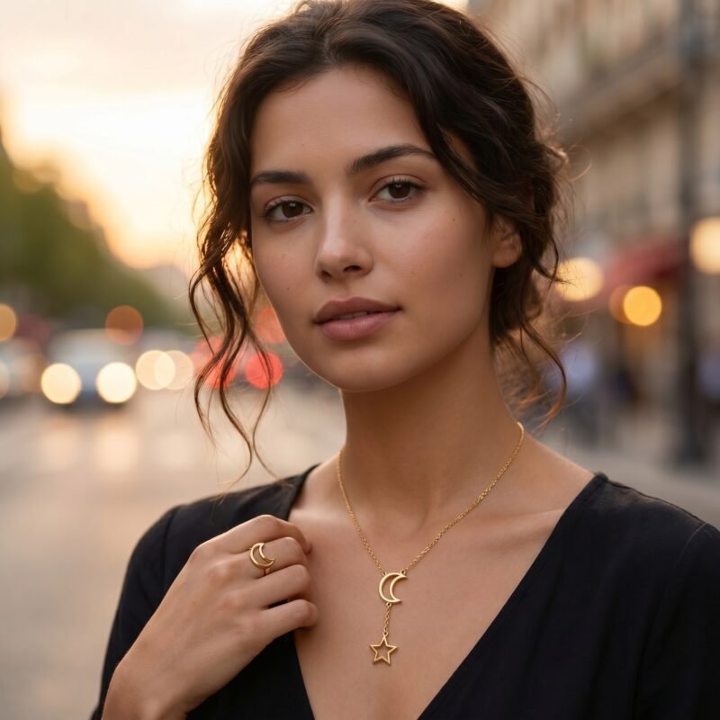 bijoux-3118-da3-1 Collier lune étoile minimaliste simple acier inox