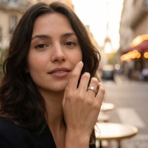 Bague ouverte lune étoile ajustable rétro chic