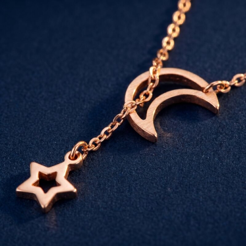 bijoux-3180-macro-1.jpg Collier Lune Étoile Chaîne Clavicule Acier Inoxydable