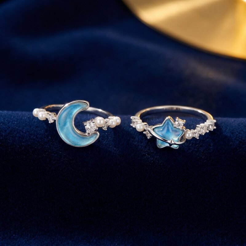 bijoux-3190-da1-2-1.jpg Bague Étoile Lune Bleu Glacier Acier Inoxydable 316L