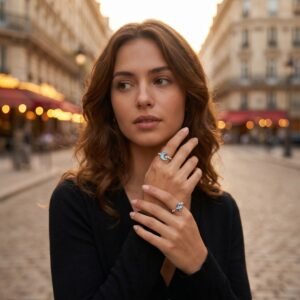 bijoux-3190-da3-3 Bague Étoile Lune Bleu Glacier Acier Inoxydable 316L