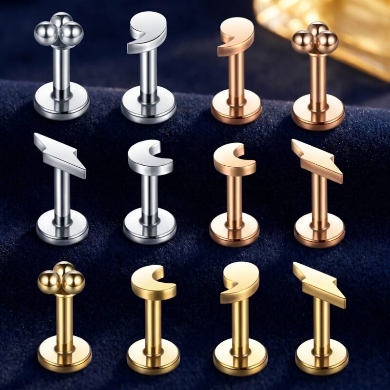 Piercing Lèvre Lune Éclair Acier Inoxydable 316L