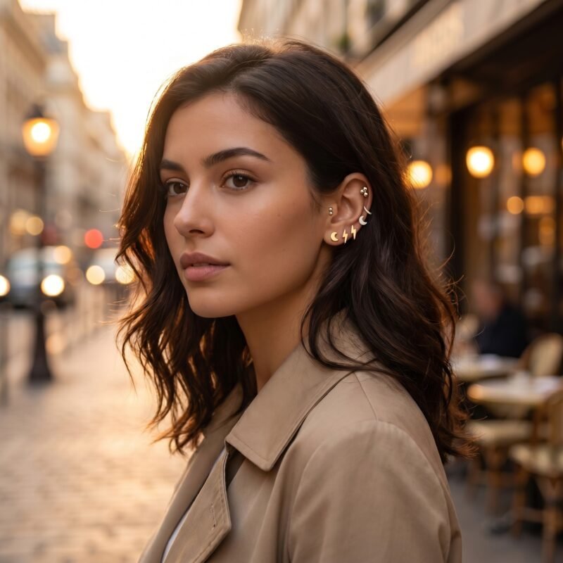 Piercing Lèvre Lune Éclair Acier Inoxydable 316L