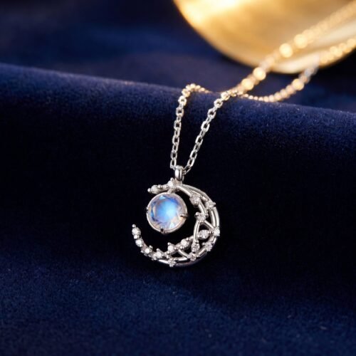 Collier Lune Étoile Diamanté Chaîne Clavicule Acier
