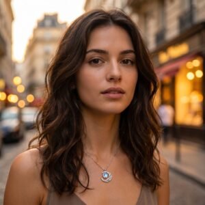 bijoux-3324-da3-1 Collier Lune Étoile Diamanté Chaîne Clavicule Acier