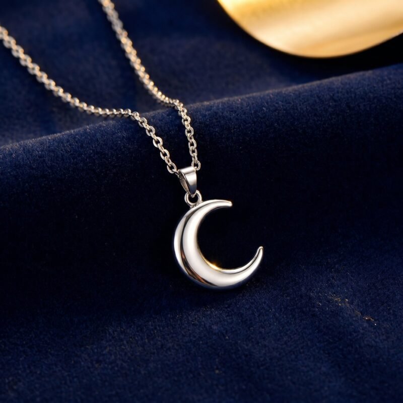 Collier Lune Croissant Vintage Acier Inoxydable 316L