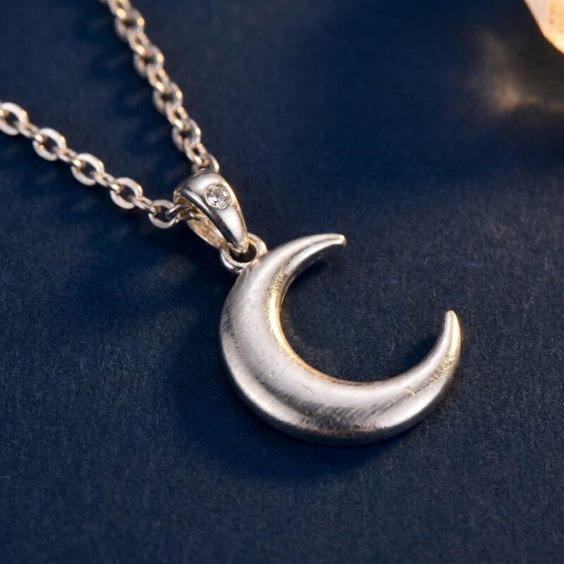 Collier Lune Croissant Vintage Acier Inoxydable 316L