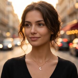 bijoux-3367-da3-1 Collier Étoile Lune Simple et Épuré