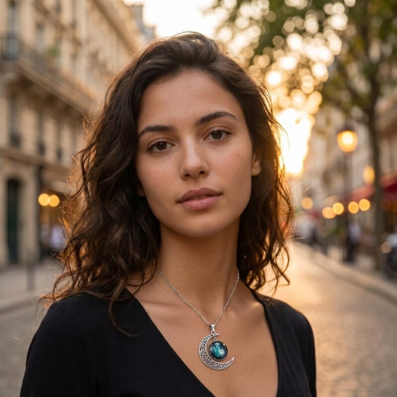 bijoux-3619-da3-3 Collier Lune Argentée - Pendentif Céleste Épuré