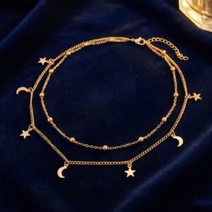 Collier Lune et Étoile Multicouche Minimaliste