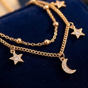Collier Lune et Étoile Multicouche Minimaliste