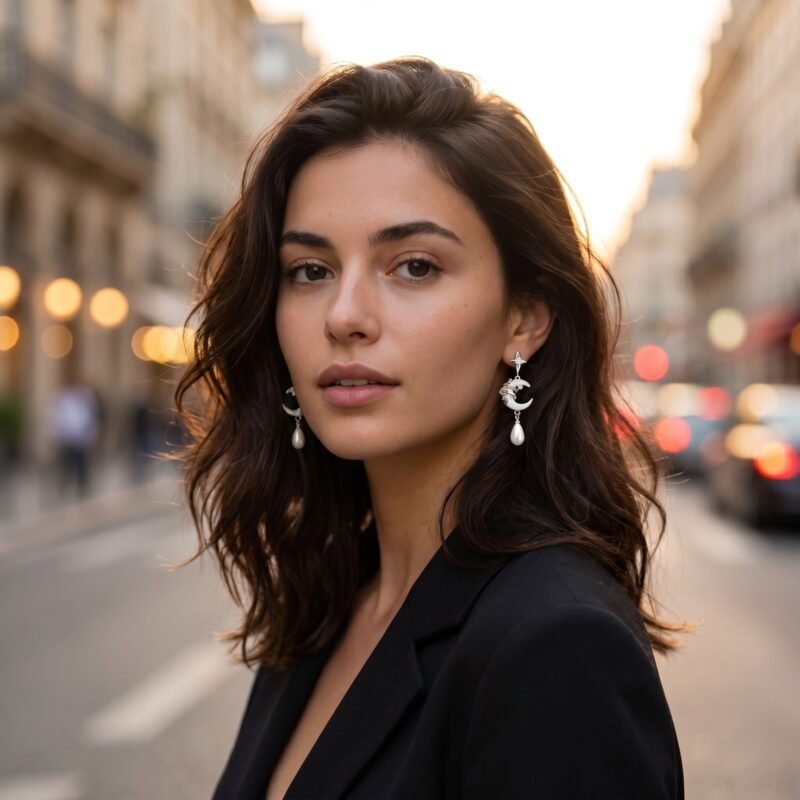 bijoux-3728-da3-1 Boucles Asymétriques Étoile et Lune Enroulées