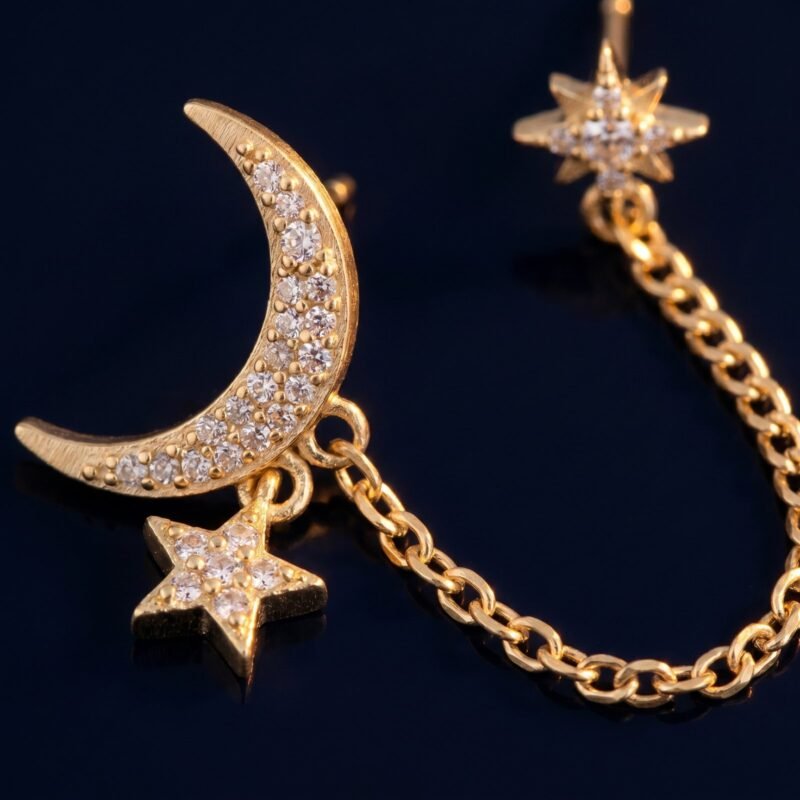 bijoux-3766-macro-1.jpg Boucles d'oreilles Étoile et Lune Zircon Acier